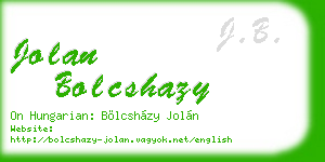 jolan bolcshazy business card